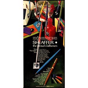 1971 Sheaffer Expressions Ink Pen Vintage Print Ad Pen Holder Desk Wall Art